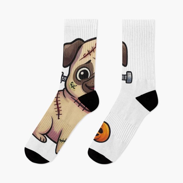 Item preview, Cute Frankenstein Pug Dog with Pumpkin designed and sold by DRUMPixels.