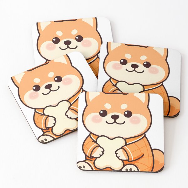 Item preview, Cute Shiba Inu Puppy in Pumpkin Pajamas Hugging Bone Pillow designed and sold by pumsquare.