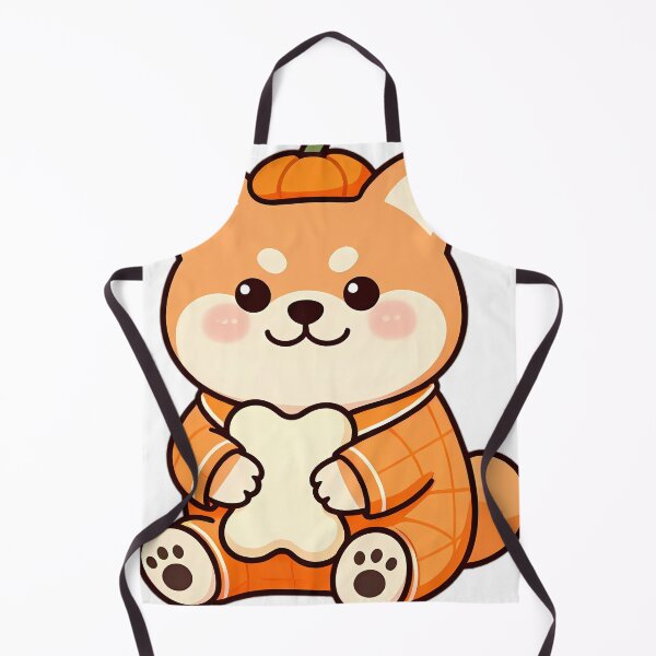 Item preview, Cute Shiba Inu Puppy in Pumpkin Pajamas Hugging Bone Pillow designed and sold by pumsquare.