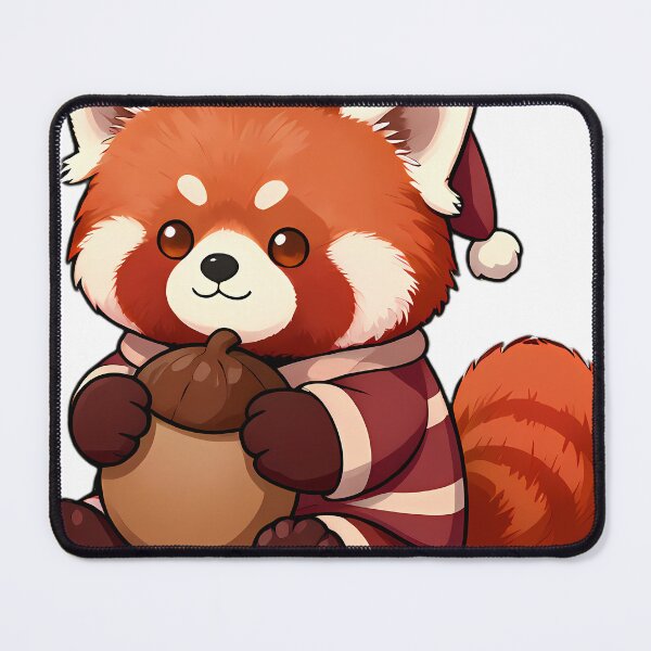 Item preview, Cute Red Panda in Striped Pajamas Hugging Acorn Plush designed and sold by pumsquare.