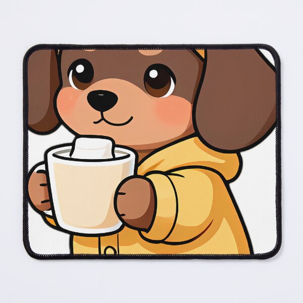 Item preview, Cute Dachshund Puppy in Mustard Fleece Onesie with Warm Milk designed and sold by pumsquare.