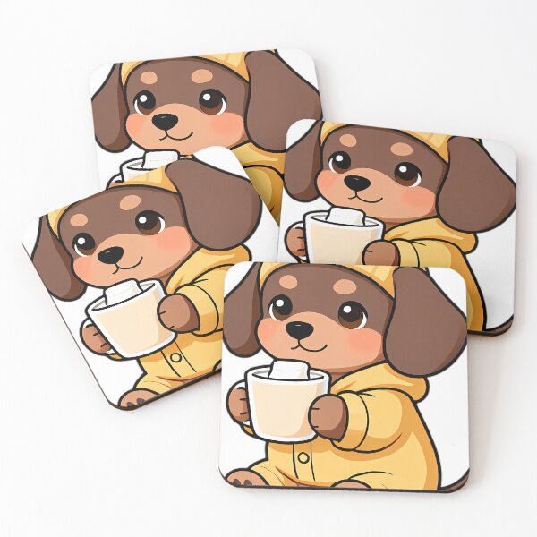 Item preview, Cute Dachshund Puppy in Mustard Fleece Onesie with Warm Milk designed and sold by pumsquare.