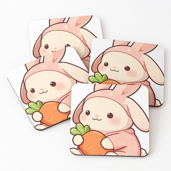 Item preview, Cute Lop-Eared Bunny in Peach Flannel Pajamas Hugging Carrot Cushion designed and sold by pumsquare.
