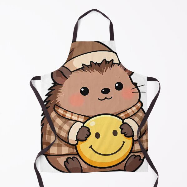 Item preview, Cute Hedgehog in Oversized Nightshirt Hugging Smiley Cushion designed and sold by pumsquare.