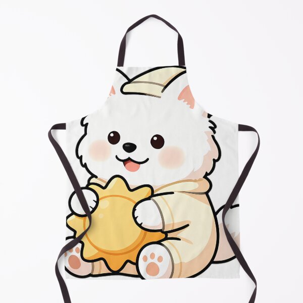 Item preview, Cute Samoyed Puppy in Cream Fleece Pajamas Hugging Sun Pillow designed and sold by pumsquare.