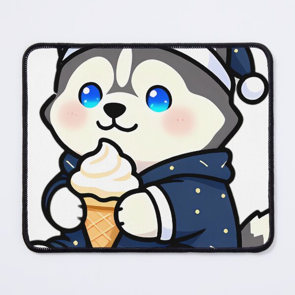 Item preview, Cute Siberian Husky Pup in Starry Pajamas with Ice Cream Plush designed and sold by pumsquare.