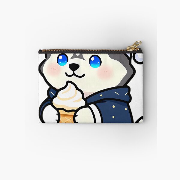 Item preview, Cute Siberian Husky Pup in Starry Pajamas with Ice Cream Plush designed and sold by pumsquare.