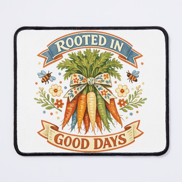 Item preview, Rooted in Good Days Carrot Garden Cottagecore Vegetable Art Design designed and sold by inkoutninja.