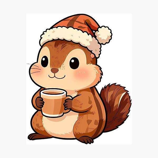 Item preview, Cute Chipmunk in Acorn Pajamas Holding Warm Hazelnut Milk designed and sold by pumsquare.