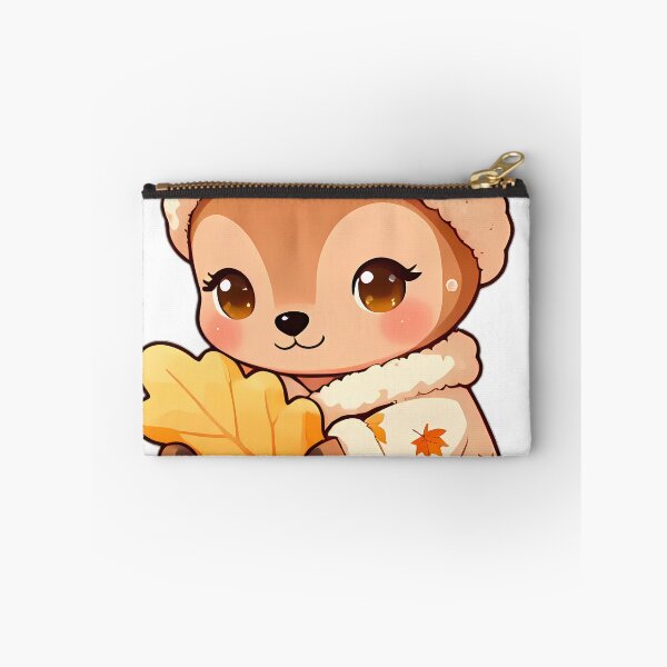 Item preview, Cute Baby Deer Fawn in Leaf Pajamas Hugging Autumn Leaf Pillow designed and sold by pumsquare.