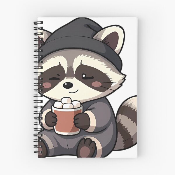 Item preview, Cute Raccoon Kit in Striped Onesie with Marshmallow Cocoa designed and sold by pumsquare.