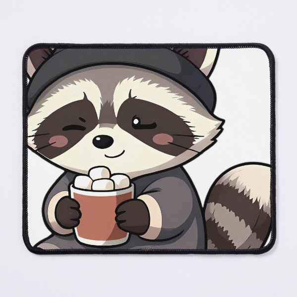 Item preview, Cute Raccoon Kit in Striped Onesie with Marshmallow Cocoa designed and sold by pumsquare.