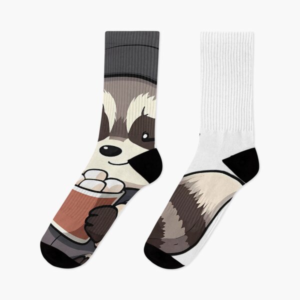 Item preview, Cute Raccoon Kit in Striped Onesie with Marshmallow Cocoa designed and sold by pumsquare.