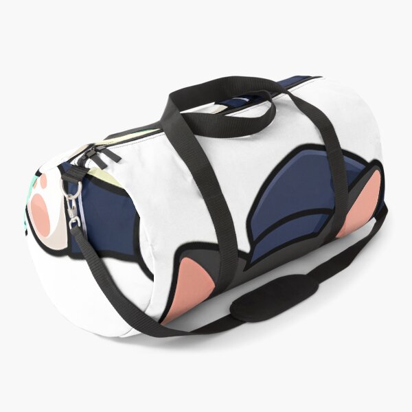 Item preview, Cute Tuxedo Cat in Classic Navy Pajamas Hugging Fish Pillow designed and sold by pumsquare.