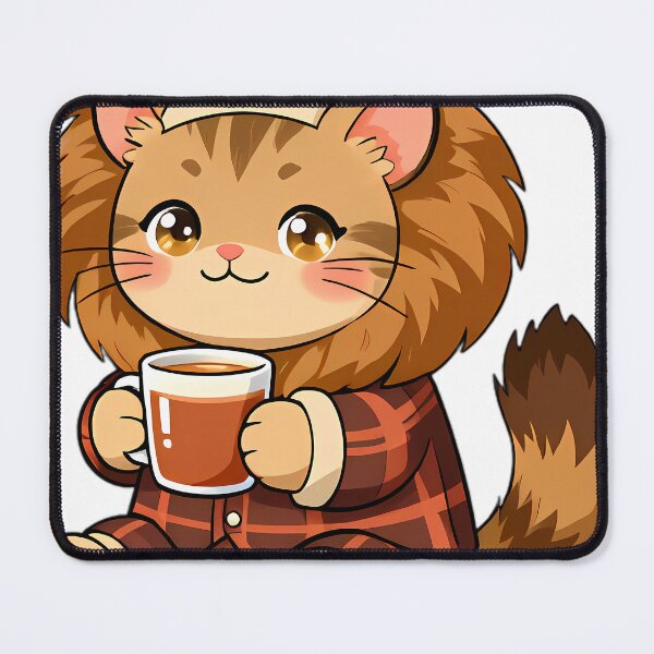 Item preview, Cute Maine Coon Kitten in Fluffy Plaid Pajamas with Spiced Cider designed and sold by pumsquare.