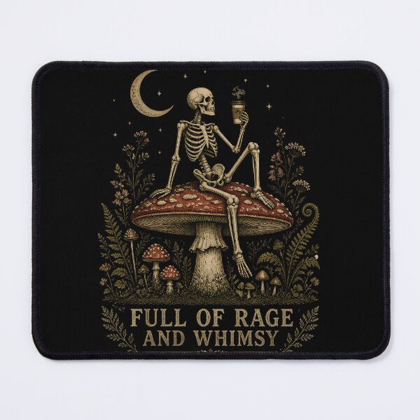 Item preview, Vintage Skeleton Mushroom, Full of Rage and Whimsy, Gothic Halloween designed and sold by Zizo-DR44.