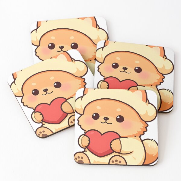 Item preview, Cute Pomeranian Puppy in Pastel Yellow Onesie Hugging Heart designed and sold by pumsquare.