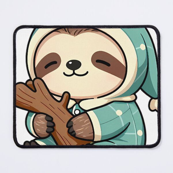 Item preview, Cute Baby Sloth in Teal Flannel Pajamas Hugging Branch Pillow designed and sold by pumsquare.