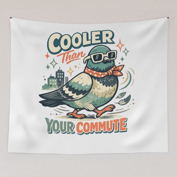 Item preview, Cooler Than Your Commute Funny Pigeon Urban City Bird Retro Art Design designed and sold by inkoutninja.