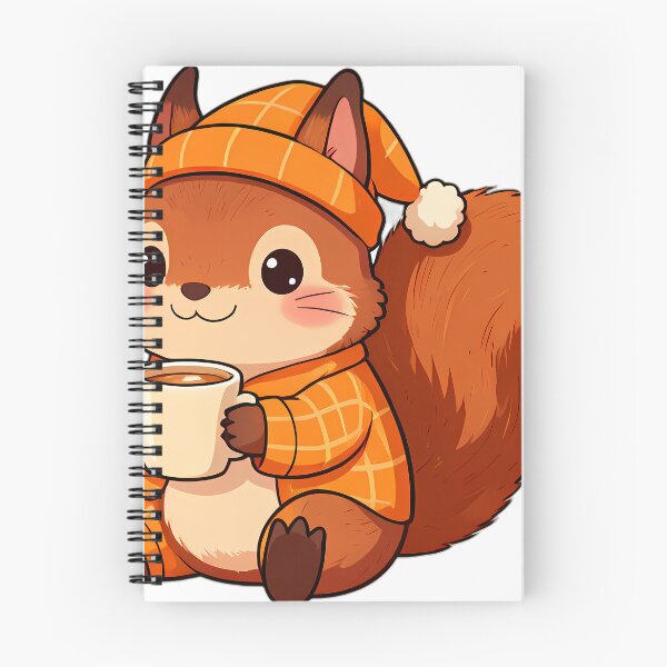 Item preview, Cute Squirrel in Pumpkin Pajamas with Spiced Almond Milk designed and sold by pumsquare.