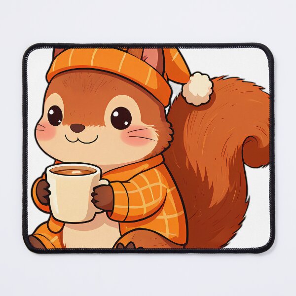 Item preview, Cute Squirrel in Pumpkin Pajamas with Spiced Almond Milk designed and sold by pumsquare.