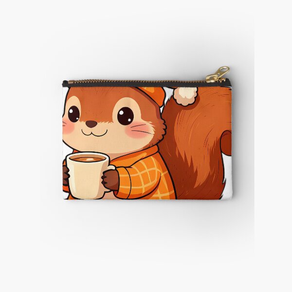 Item preview, Cute Squirrel in Pumpkin Pajamas with Spiced Almond Milk designed and sold by pumsquare.