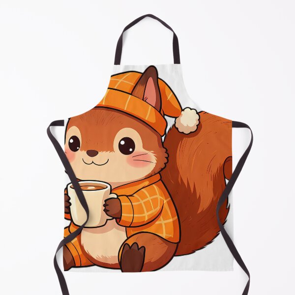 Item preview, Cute Squirrel in Pumpkin Pajamas with Spiced Almond Milk designed and sold by pumsquare.