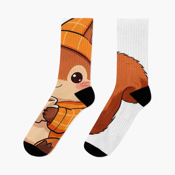Item preview, Cute Squirrel in Pumpkin Pajamas with Spiced Almond Milk designed and sold by pumsquare.