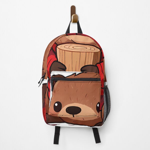 Item preview, Cute Beaver Kit in Buffalo Plaid Pajamas Hugging Timber Cushion designed and sold by pumsquare.