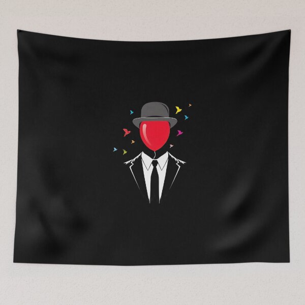 Item preview, Red Balloon Head Man Suit Origami Bird Art designed and sold by lasopent.