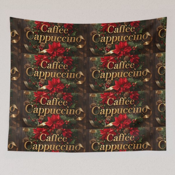 Item preview, Golden Cappuccino Coffee Christmas Wreath - Festive Holiday Cafe Decor Art designed and sold by VibranPalette.