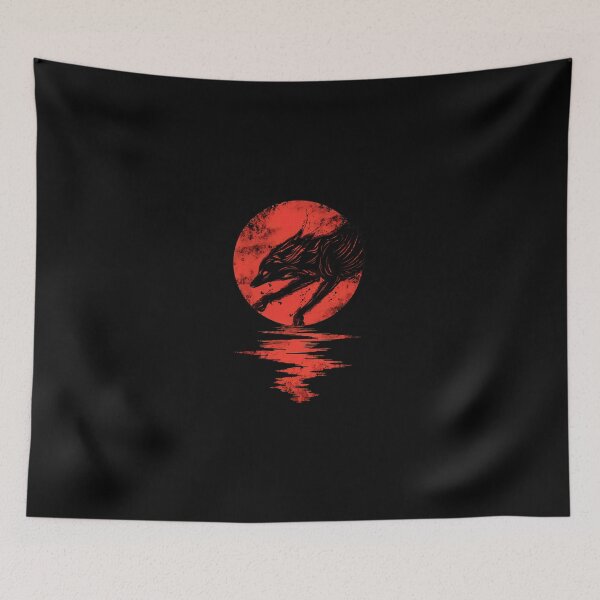 Item preview, Red Moon Wolf Reflection Art designed and sold by wyrichbosle.