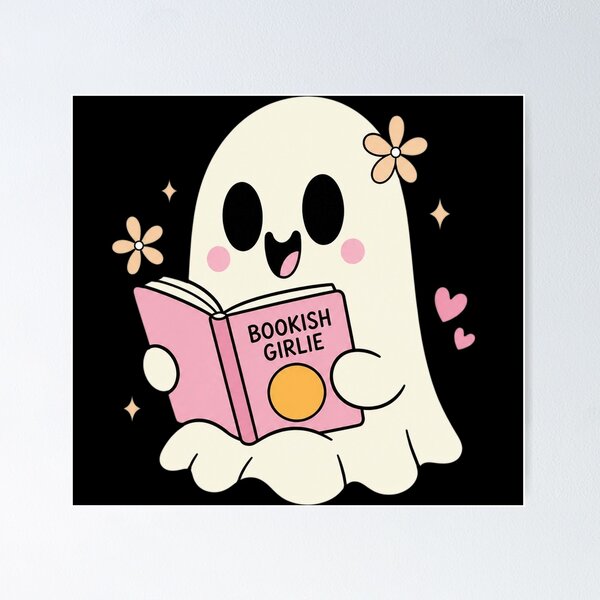 Item preview, Bookish Girlie Ghost Pink Cartoon Graphic for Book Lovers designed and sold by bernicepgossc.