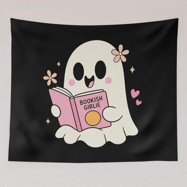 Item preview, Bookish Girlie Ghost Pink Cartoon Graphic for Book Lovers designed and sold by bernicepgossc.