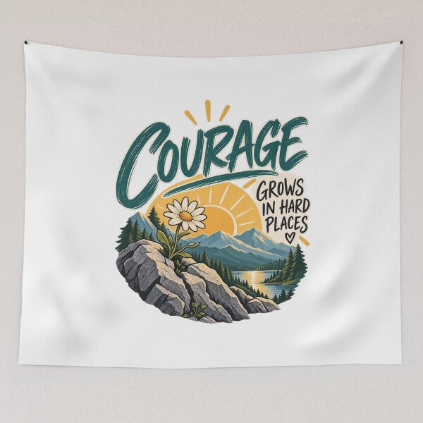 Item preview, Courage Grows in Hard Places – Inspirational Mountain Flower designed and sold by FaithArt777.