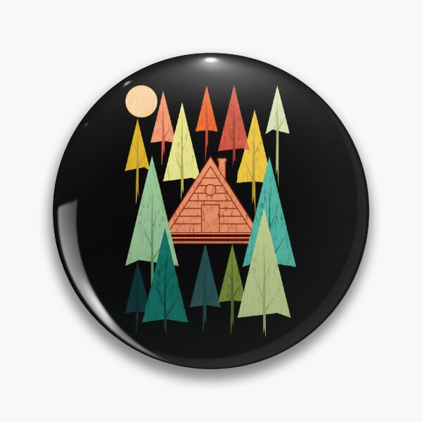 Item preview, Retro Forest Cabin Sun Mid Century Modern Art designed and sold by helencacu.