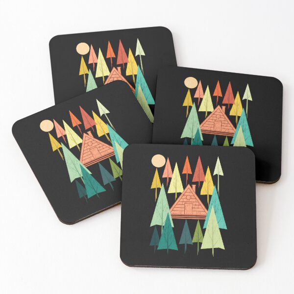 Item preview, Retro Forest Cabin Sun Mid Century Modern Art designed and sold by helencacu.