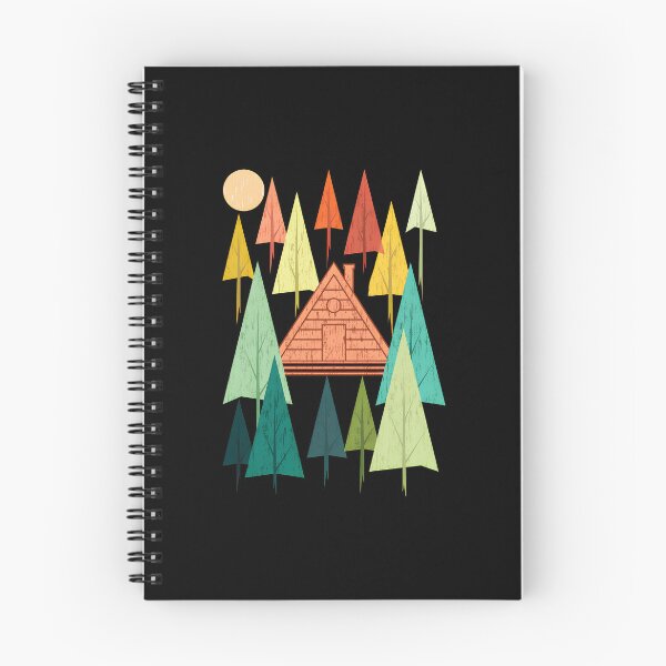 Item preview, Retro Forest Cabin Sun Mid Century Modern Art designed and sold by helencacu.