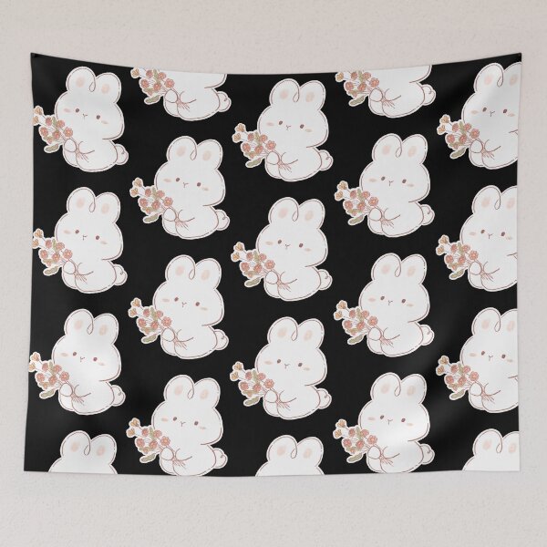 Item preview, Cute Easter Bunny With Flower Bouquet designed and sold by CosmosUK.