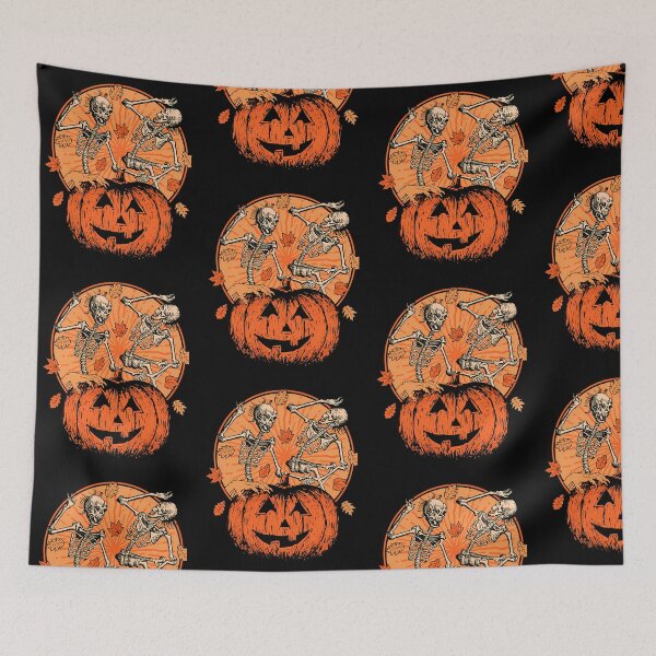 Item preview, Vintage Pumpkin Skeletons Dancing Scene designed and sold by DavidGibbs32.