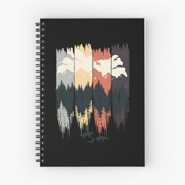 Item preview, Retro Forest Mountain Foxes Nature Art designed and sold by wyrichbosle.