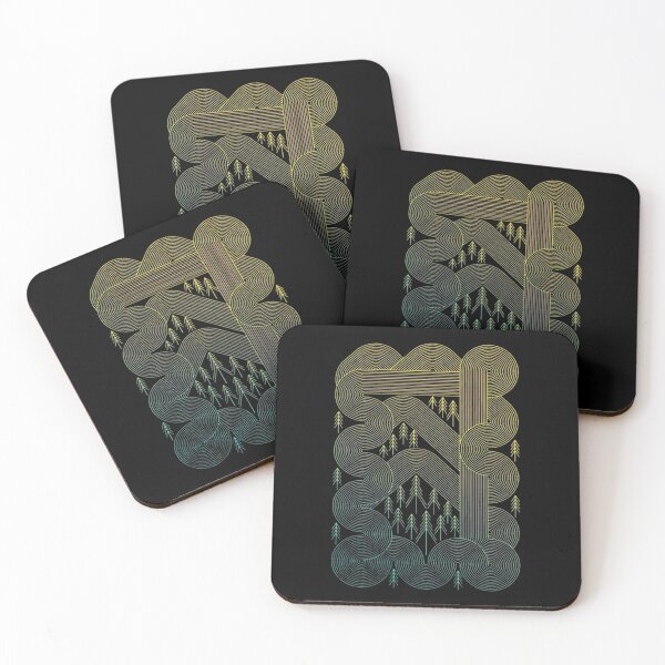 Item preview, Geometric Mountain Sunrise Forest Line Art designed and sold by bezaperina.