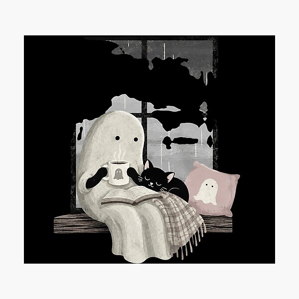 Item preview, Ghost Cat Cozy Halloween designed and sold by BostickirisArts.