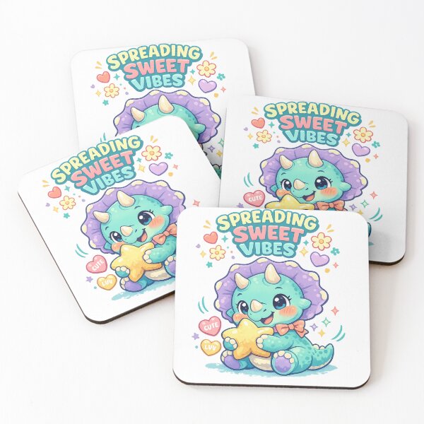 Item preview, Spreading Sweet Vibes Cute Triceratops Dinosaur Kawaii Positive Art designed and sold by inkoutninja.