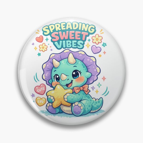 Item preview, Spreading Sweet Vibes Cute Triceratops Dinosaur Kawaii Positive Art designed and sold by inkoutninja.