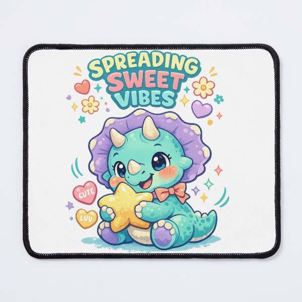 Item preview, Spreading Sweet Vibes Cute Triceratops Dinosaur Kawaii Positive Art designed and sold by inkoutninja.