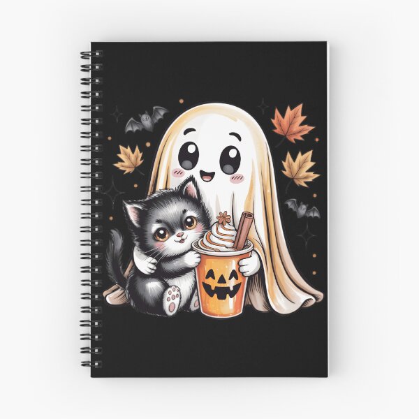 Item preview, Cute Ghost and Black Cat Halloween, Pumpkin Spice, Cozy Fall Spooky  designed and sold by Zizo-DR44.
