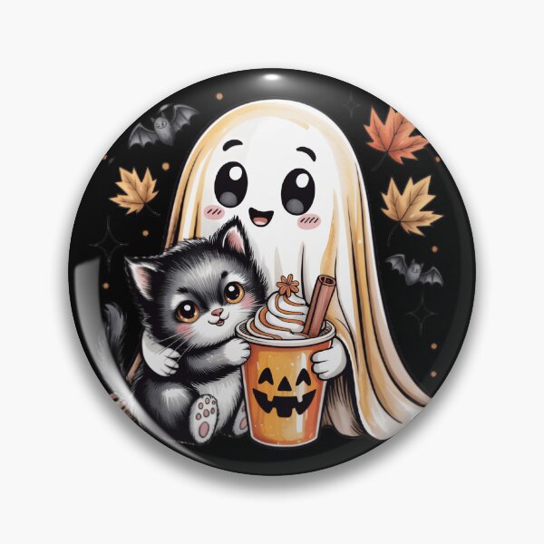 Item preview, Cute Ghost and Black Cat Halloween, Pumpkin Spice, Cozy Fall Spooky  designed and sold by Zizo-DR44.
