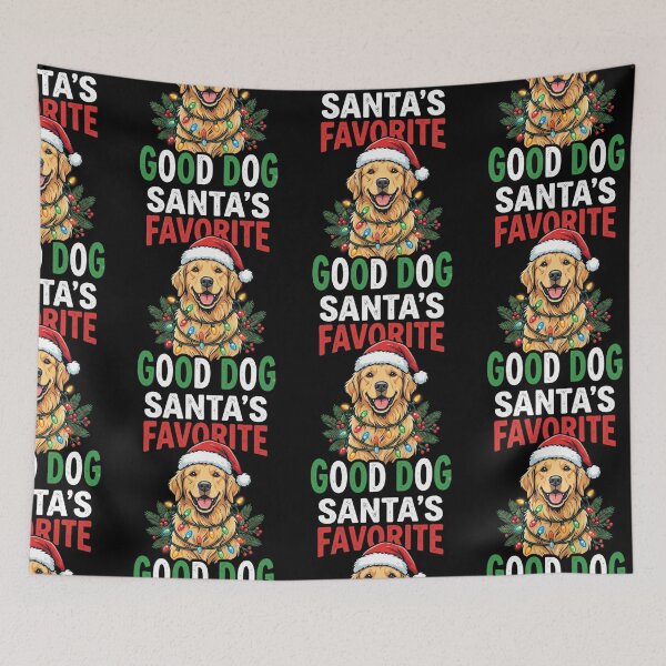 Item preview, Santa's Favorite Good Dog Golden Retriever Christmas Santa Hat String Lights Holiday Gift Design designed and sold by 519xdesign.