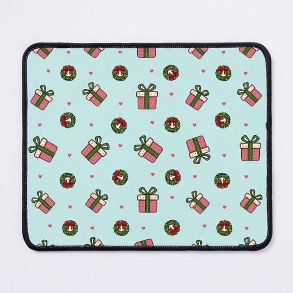 Item preview, Blue Christmas Seamless Pattern with Gift Boxes, Wreaths and Hearts designed and sold by Manyart13031992.